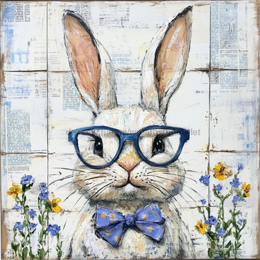 Easter Sign, Rabbit Sign, DCO-02445, Sign For Wreath, 10x10 Metal Sign